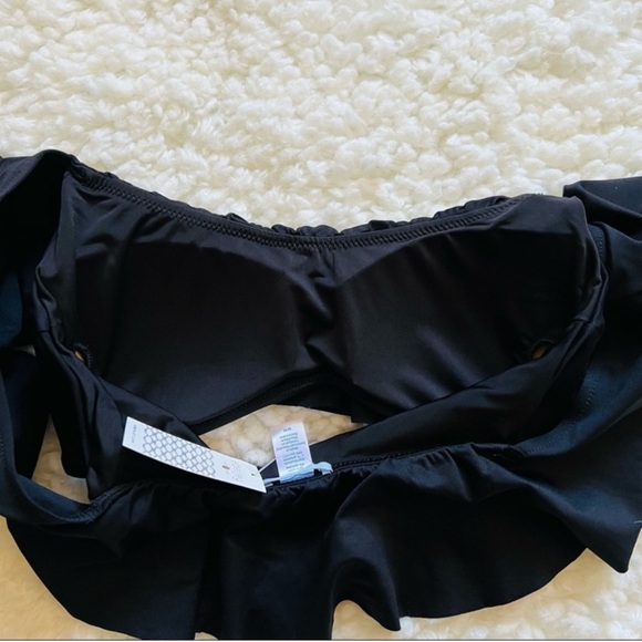 New! EBERJEY So Solid Jenna Ruffle Bikini Top & Coco Bottom Set in Black - Picture 11 of 14